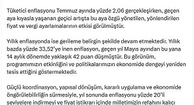 Cevdet Yılmaz: OVP çerçevesinde enflasyon düşmeye devam ediyor