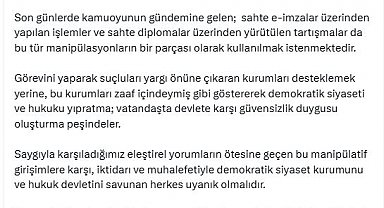 Cevdet Yılmaz: Sahte e-imza tartışmaları, manipülasyonların parçası yapılmak isteniyor