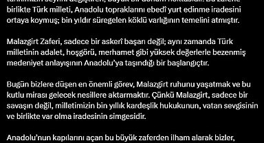 Cumhurbaşkanı Erdoğan: Bizlere düşen en önemli görev, Malazgirt ruhunu yaşatmaktır