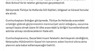 Cumhurbaşkanı Erdoğan, Hollanda Başbakanı Schoof ile telefonda görüştü