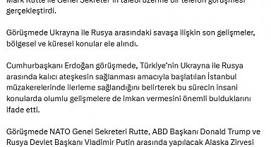 Cumhurbaşkanı Erdoğan, NATO Genel Sekreteri Rutte ile telefonda görüştü