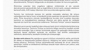 Cumhurbaşkanı Erdoğan: Terörsüz Türkiye çalışmalarında al-ver sürecinin yeri yoktur