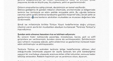 Cumhurbaşkanı Erdoğan'dan şehit ve gazi ailelerine mektup