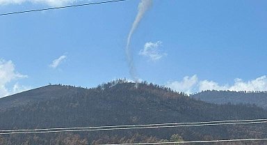 Hatay'da geçen ay yanan ormanda hortum çıktı; o anlar kamerada