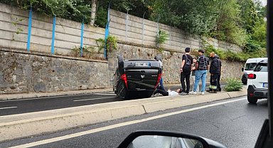 İstanbul - Sarıyer'de refüje vuran otomobil takla attı; sürücü yaralandı