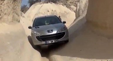 Navigasyon yanlış yönlendirdi, sürücü peribacalarının arasında ilerledi