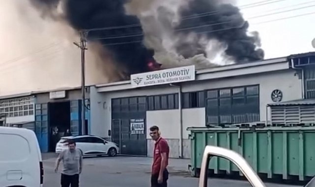 Oto tamirhanesinde çıkan yangın söndürüldü