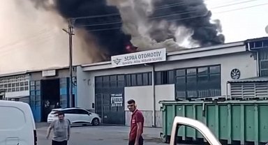 Oto tamirhanesinde çıkan yangın söndürüldü