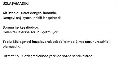 Toplu Sözleşme'de uzlaşma sağlanamadı