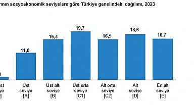 TÜİK: Türkiye'de hanelerin yüzde 1,1'i en üst sosyoekonomik seviyede
