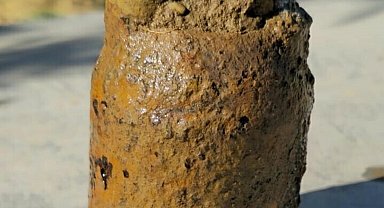 Zeytin bahçesini sularken bulduğu top mermisi, fünye ile patlatıldı