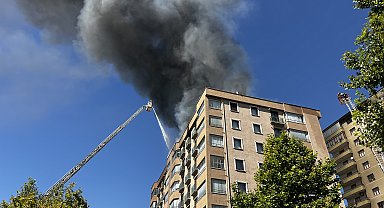 8 katlı binanın çatısında yangın