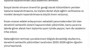 Bakan Tunç: 1534 okulun tadilat ve bakımı denetimli serbestlik yükümlülerince yapıldı