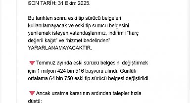 Bakan Yerlikaya: Eski tip sürücü belgelerinin yenilenmesi için son tarih 31 Ekim
