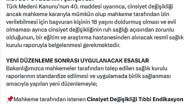 Bakanlıktan 'sağlık kurulu raporu veriliş nedenleri arasına cinsiyet değişimi seçeneği eklendi' iddiasına açıklama