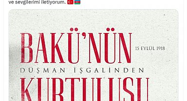 Cumhurbaşkanı Erdoğan, Bakü'nün düşman işgalinden kurtuluş yıl dönümünü kutladı