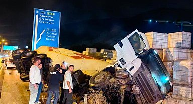 Devrilen tankerin şoförü yaralandı