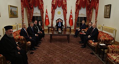 İstanbul - Cumhurbaşkanı Erdoğan, Kudüs Rum Ortodoks Patriği Giannopoulos'u kabul etti