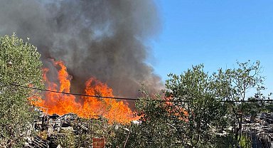 Manisa'da palet fabrikasında yangın