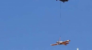 Muğla'da kaza kırıma uğrayan uçak, helikopterle Ankara'ya götürüldü