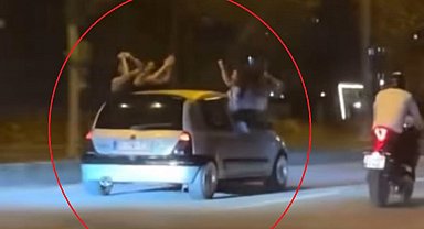 Otomobilde tehlikeli yolculuk kamerada