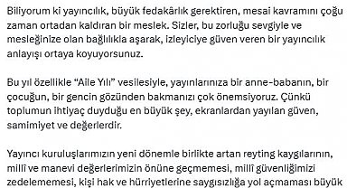 RTÜK Başkanı Şahin'den 'yeni yayın dönemi' mesajı