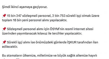 Sağlık Bakanlığı'na 18 bin yeni personel alınacak