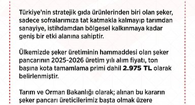 Şeker pancarı alım fiyatı ton başına 2 bin 975 TL olarak belirlendi