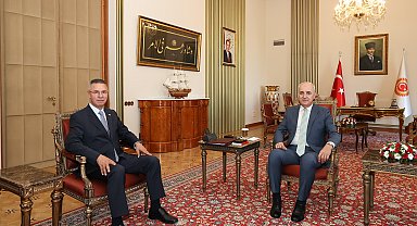 TBMM Başkanı Kurtulmuş, Filistin Büyükelçisi Mustafa'yı kabul etti