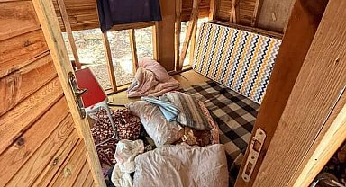 Uludağ'da barakaya giren ayı eşyaları parçaladı