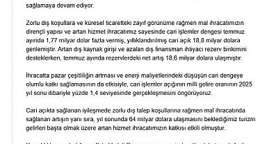 Yılmaz: Cari açığın milli gelire oranının yüzde 1,4 seviyesinde gerçekleşmesini öngörüyoruz