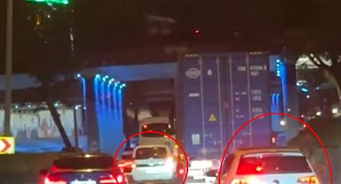 Yoğun trafikte makas atan sürücülerin tehlikeli ilerleyişi kamerada