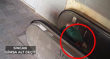 Yürüyen merdiveni, kasıtlı devre dışı bırakan kişiler kameraya yansıdı