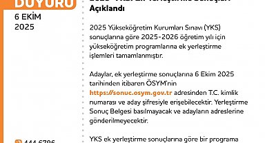 2025-YKS ek yerleştirme sonuçları açıklandı