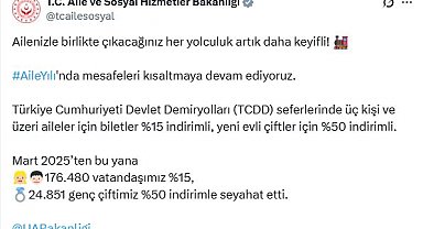 24 bin 851 genç çift, yüzde 50 indirimle tren yolculuğu yaptı