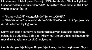 'Halkla İlişkilerin Oscarları'nda, CİMER'e iki ödül birden verildi