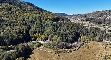 Abant'ta sonbahar güzelliği havadan görüntülendi