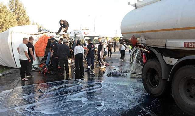 Akaryakıt tankerine çarpan kamyonun sürücüsü öldü