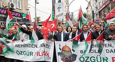 Bağcılar'da 'Nehirden Denize Özgür Filistin' yürüyüşü düzenlendi