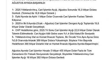 Bakan Bolat: Eylülde 1 milyar dolar civarında cari fazla tahmin ediyoruz