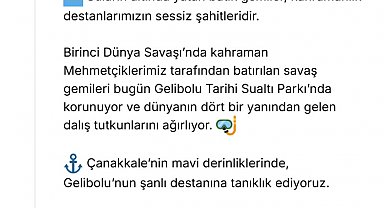 Bakan Ersoy: Çanakkale'nin mavi derinliklerinde, Gelibolu'nun şanlı destanına tanıklık ediyoruz