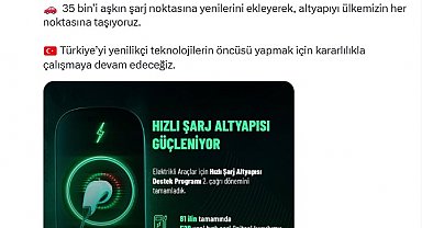Bakan Kacır: 81 ilde 529 şarj ünitesi kurulumuna destek oluyoruz