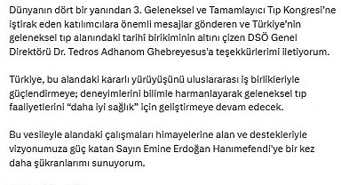 Bakan Memişoğlu'ndan DSÖ Genel Direktörü Ghebreyesus'a teşekkür mesajı