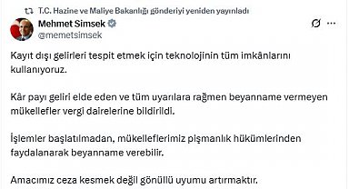 Bakan Şimşek: Beyanname vermeyen mükellefler vergi dairelerine bildirildi