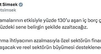 Bakan Şimşek: İç borç çevirme oranını belirgin şekilde azaltacağız