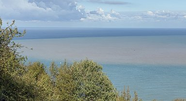 Bartın Irmağı'nın taşıdığı çamur nedeniyle denizin rengi değişti