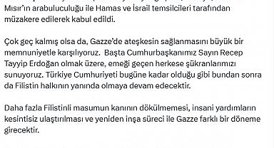 Cevdet Yılmaz: Gazze'de ateşkesin sağlanmasını memnuniyetle karşılıyoruz