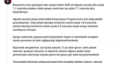 Cevdet Yılmaz: Sanayi üretimi, programımızın arzu ettiği şekilde gerçekleşti