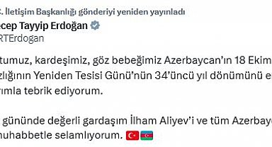 Cumhurbaşkanı Erdoğan, Azerbaycan'ın bağımsızlık gününü kutladı
