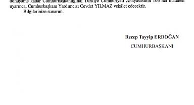 Cumhurbaşkanlığına Cevdet Yılmaz vekalet edecek